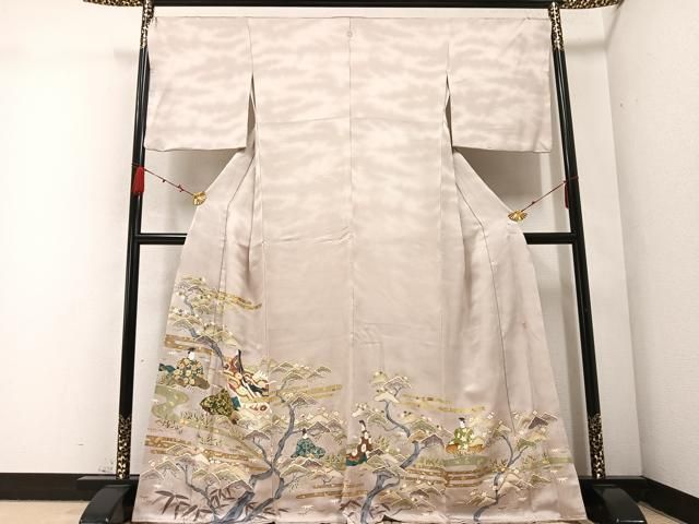 平和屋着物●豪華色留袖 友禅 作家物 刺繍 源氏物語 松竹梅 金彩 正絹 AABC2532ph