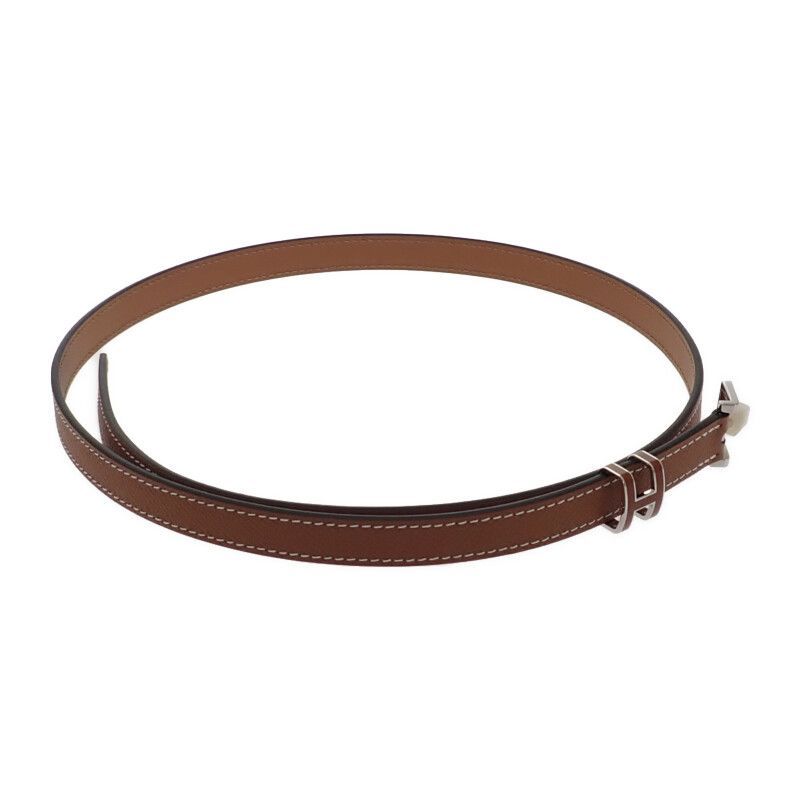 HERMES ポップH15 H081087 ベルト ヴォーエプソン ブラウン シルバー金具