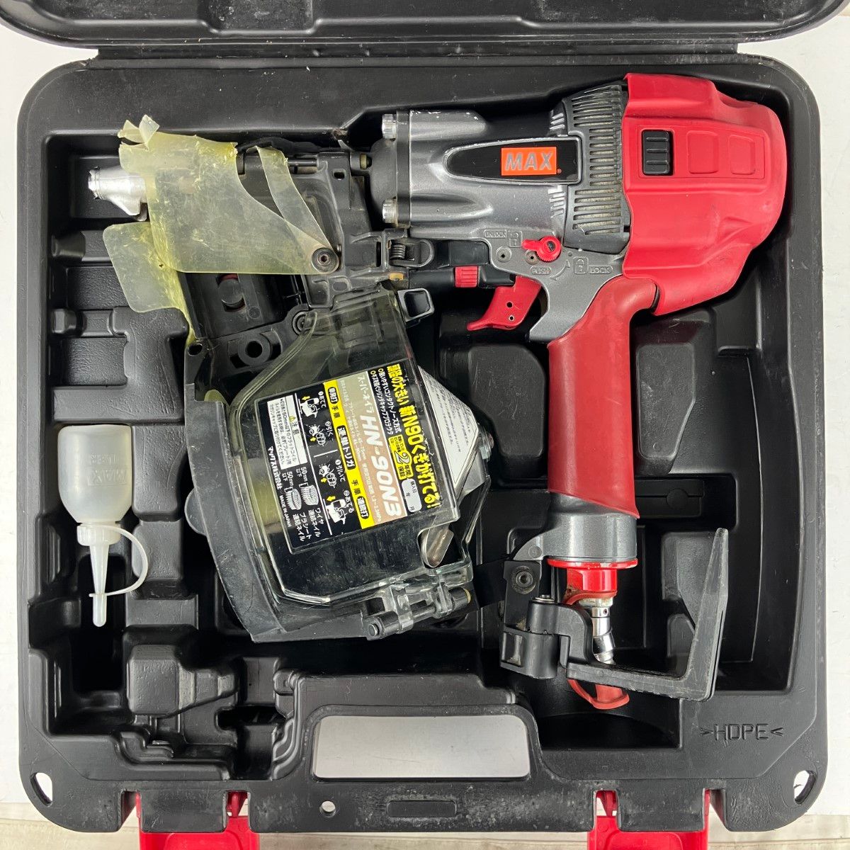ЗЗMAX マックス 90mm 高圧 エア釘打ち機 ケース付 HN-90N3 レッド×ブラック