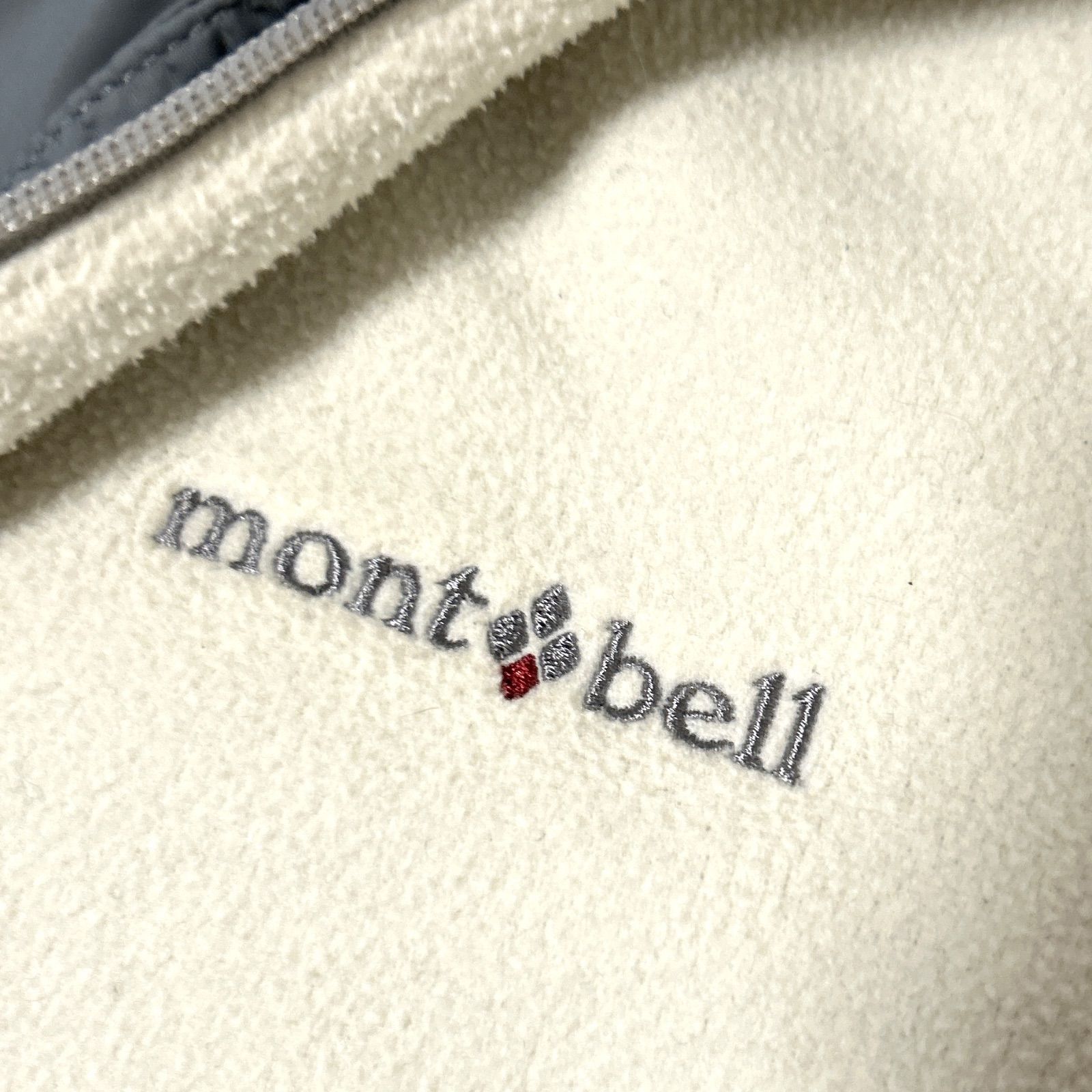 mont-bell モンペル レディース シャミース ライニングジャケット L フリース フルジップ 1104919 刺繍ロゴ СПАШЕЕСЕ アウトドア アイボリー×グレー系 (L25)