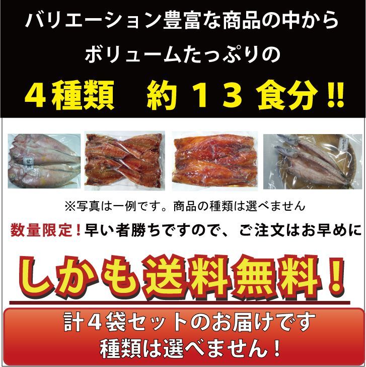 訳あり おまかせ干物セット　４種約１３枚