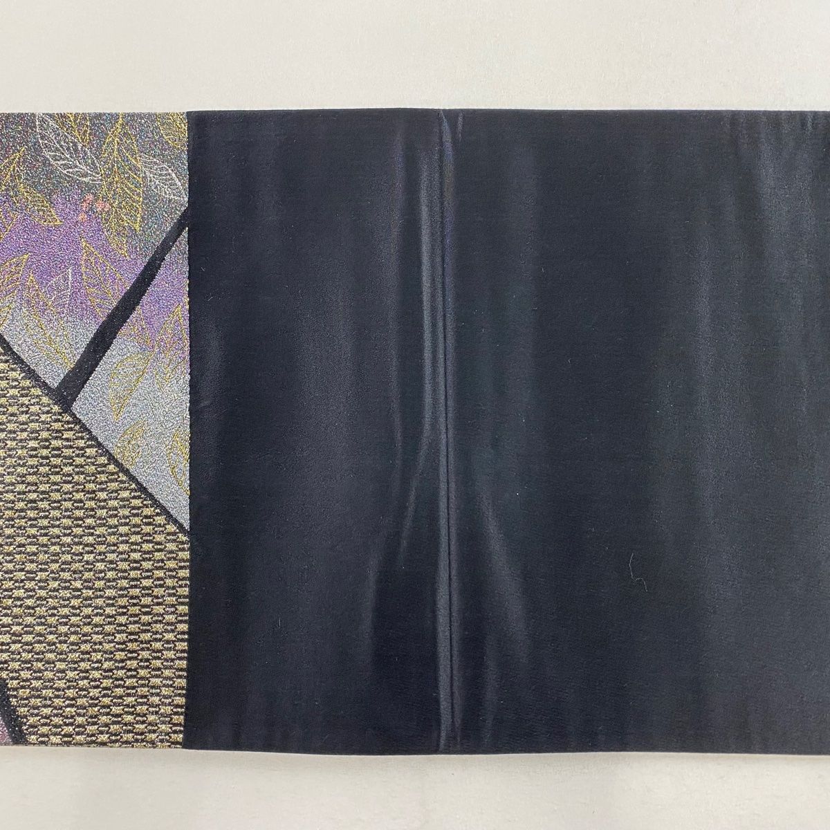 美品 正絹 袋帯 葉模様 袋帯 美品 秀品 葉と実 幾何学 箔 紫 六通 正絹 【中古】 - メルカリ