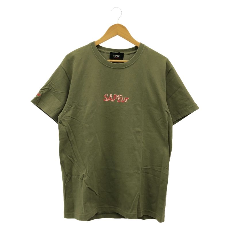 中古】SAPEur 5周年記念 REDPaisleyHead S/S Tshirt Tシャツ XL カーキ