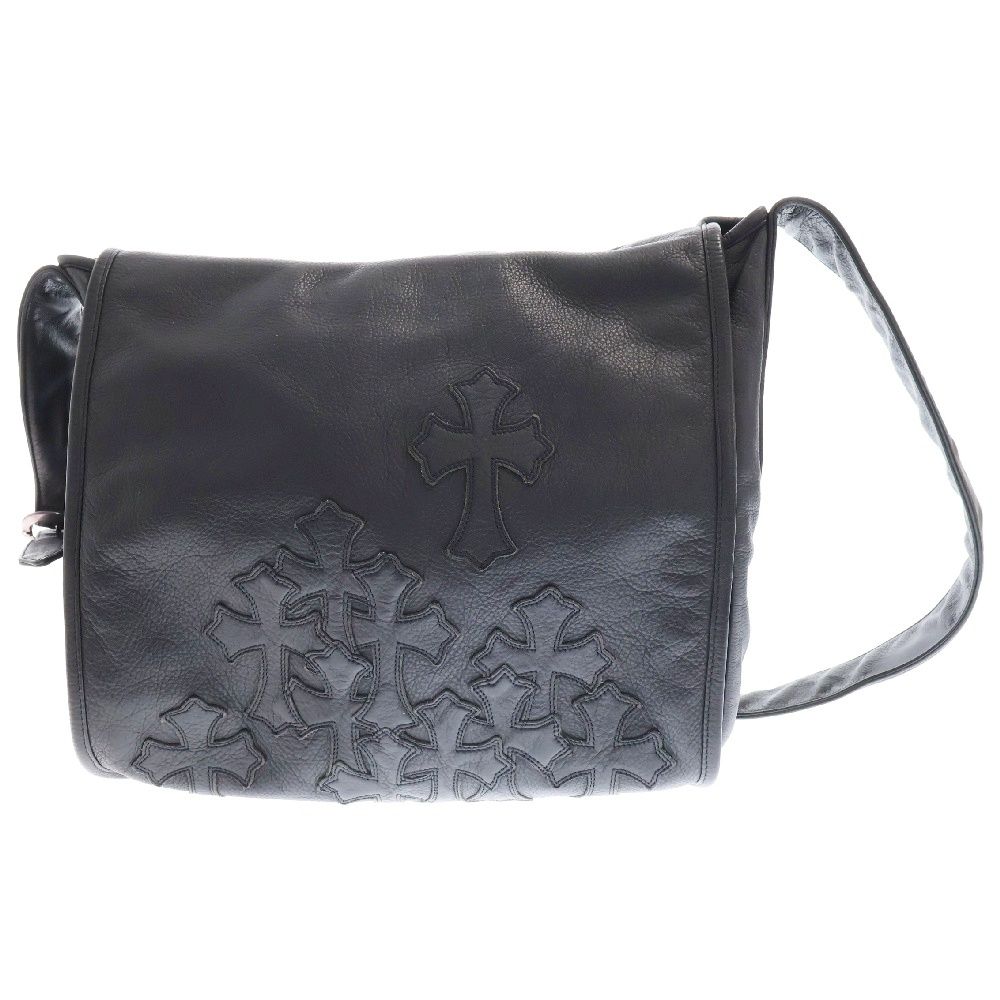 CHROME HEARTS (クロムハーツ) BAG-MAIL CEME CROSS メールバッグ セメタリークロスパッチ レザーショルダーバッグ ブラック