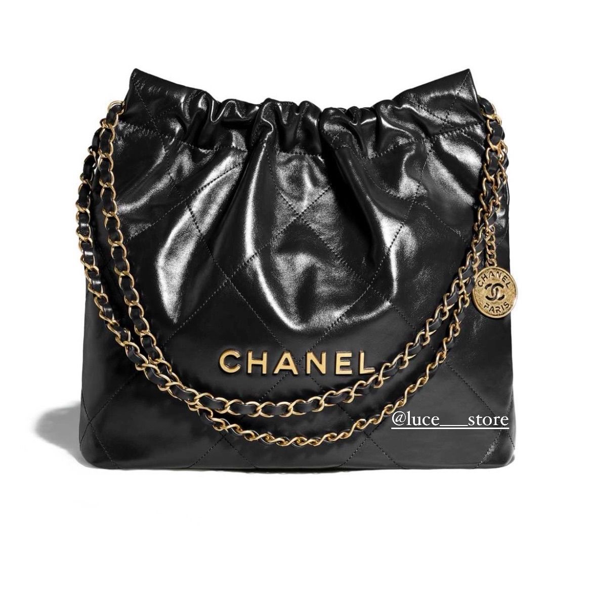 新品 CHANEL シャネル 22 スモール ハンドバッグ ブラック ゴールド 