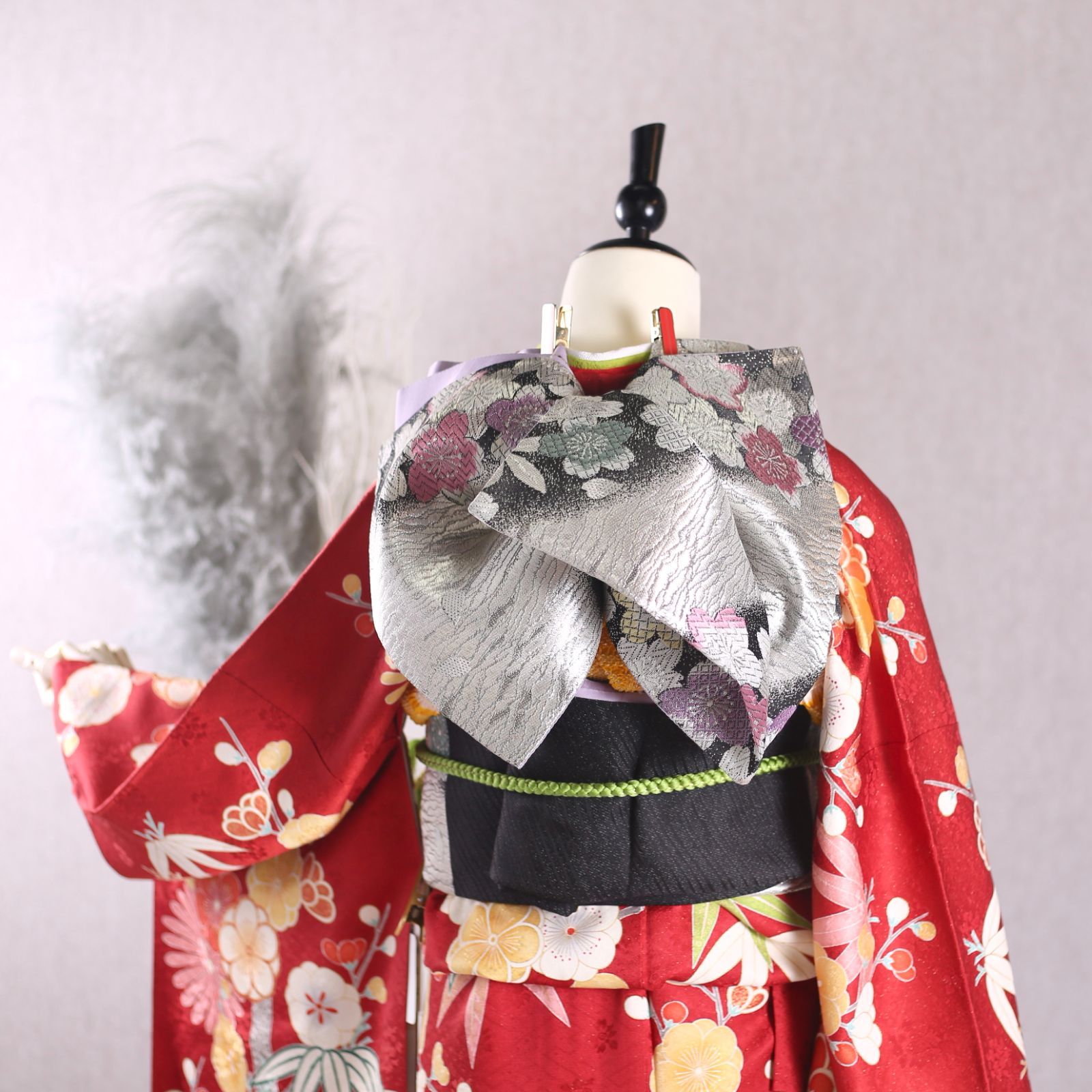 振袖セットM.Lサイズ、7点セット送料込みメルカリ便 美品 正絹振袖7点セット【青×熨斗柄】MLサイズ - メルカリ