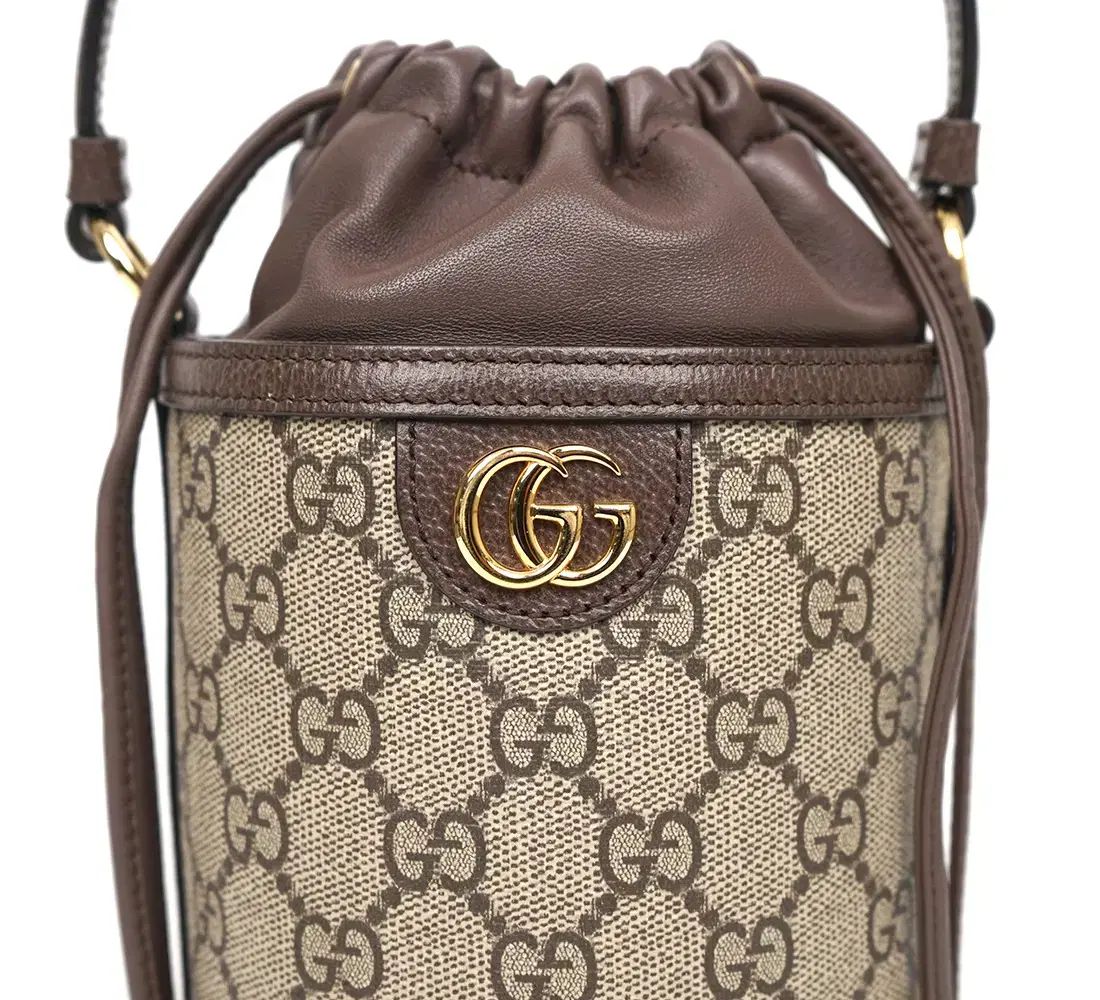GUCCI グッチ オフィディア ミニ バケットバッグ 760199 オフィディア〕ミニ バケットバッグベージュ＆エボニー GG