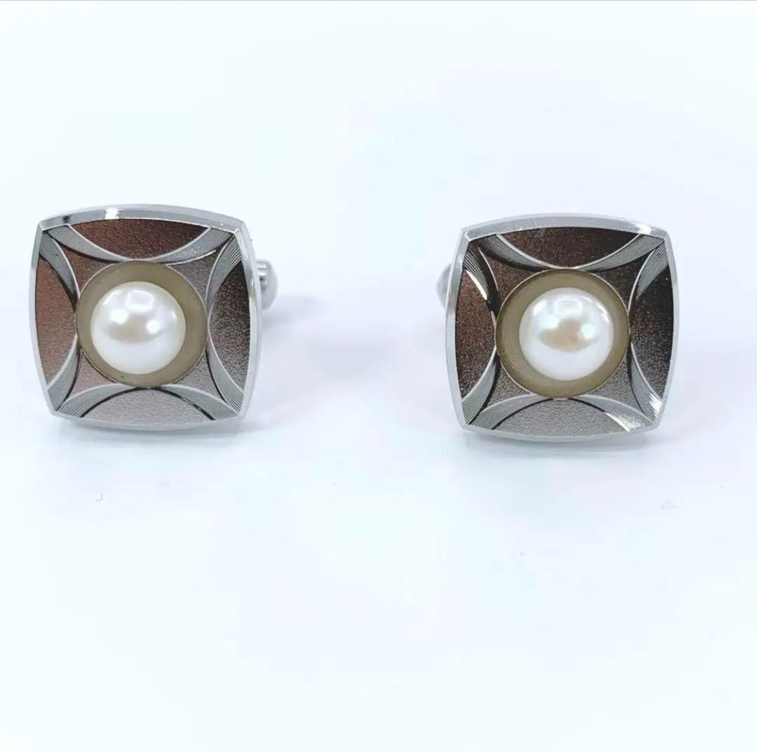 カフリンクス カフス シルバー 6.5mm 本真珠 パール 1粒