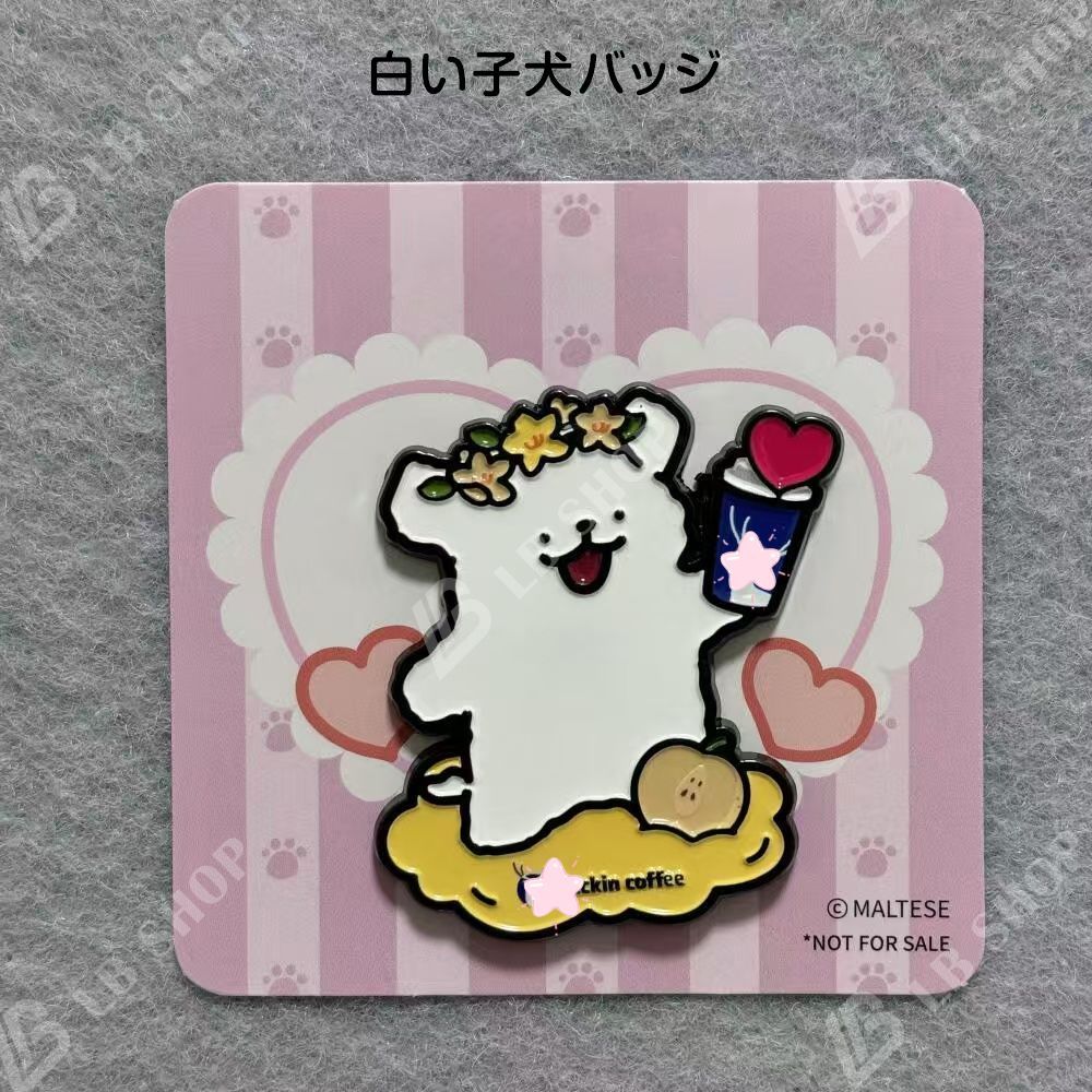 moonlab Maltese マルチーズ 缶バッジ バッジ 2個セット ライン