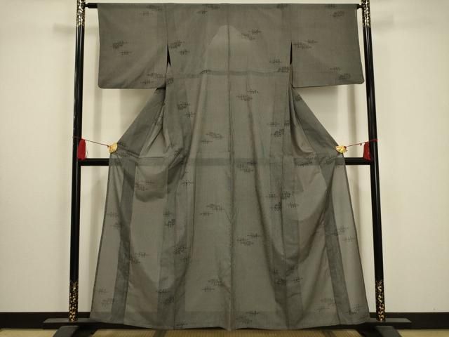 平和屋着物＊夏物 小紋 紗 枝葉文 洗える着物 購入 AABA5603sx 平和屋着物