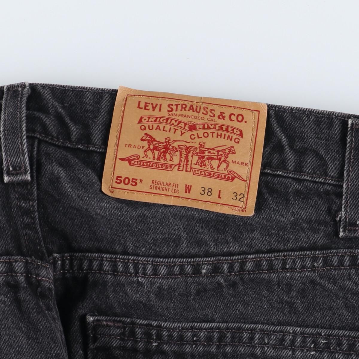 90年代 リーバイス Levi's 505 REGULAR FIT STRAIGHT LEG ブラックジーンズ テーパードデニムパンツ USA製 メンズw37 ヴィンテージ /eaa328502