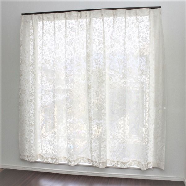 レースカーテン 幅100cm×丈228cm 2枚 花柄 綿混素材 アジャスターフック付き リビング ベッドルーム NEXPOTALLINN_EU