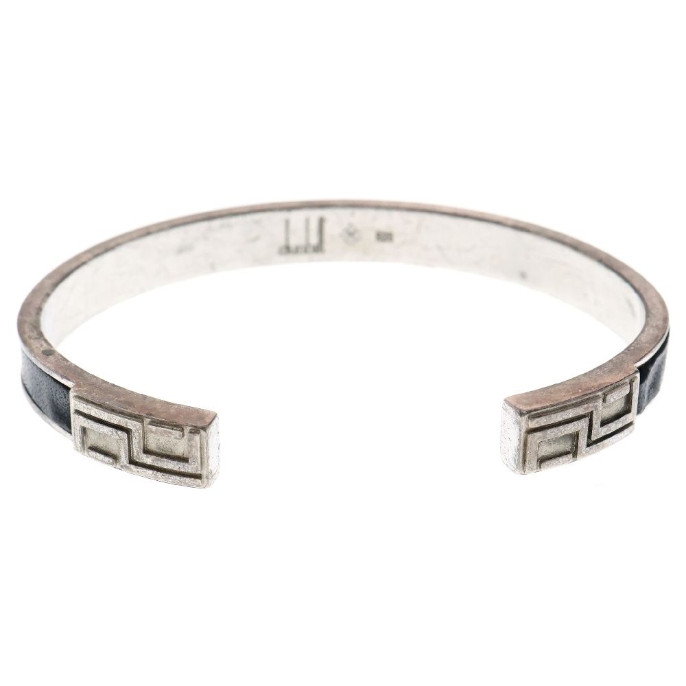 dunhill (ダンヒル) レザー バングル ブレスレット シルバー/ブラック