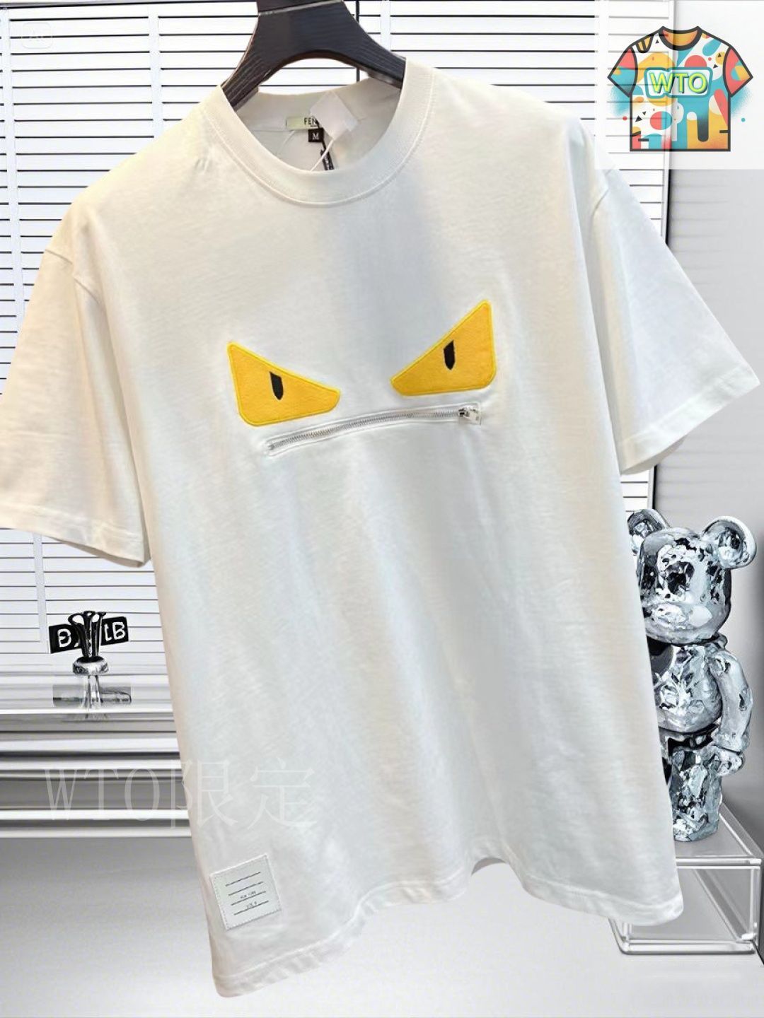 ポケットにロゴ入り！〈FENDI〉ジャージーTシャツ forksy.】スプレー加工ロゴ刺繍オーバーサイズロンT forksy