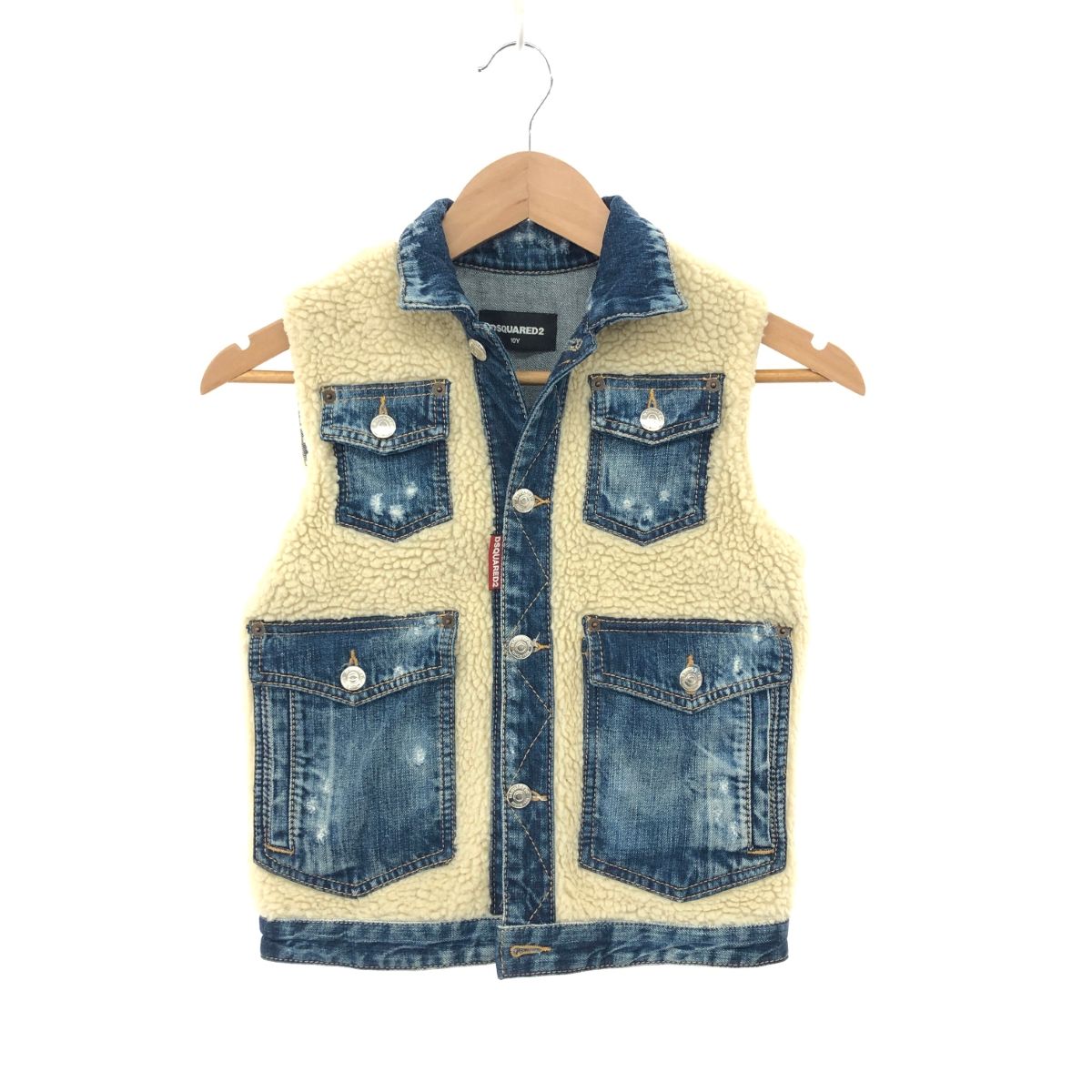 Dsquared2 ディースクエアード バックプリント デニム×ボア ベスト 
