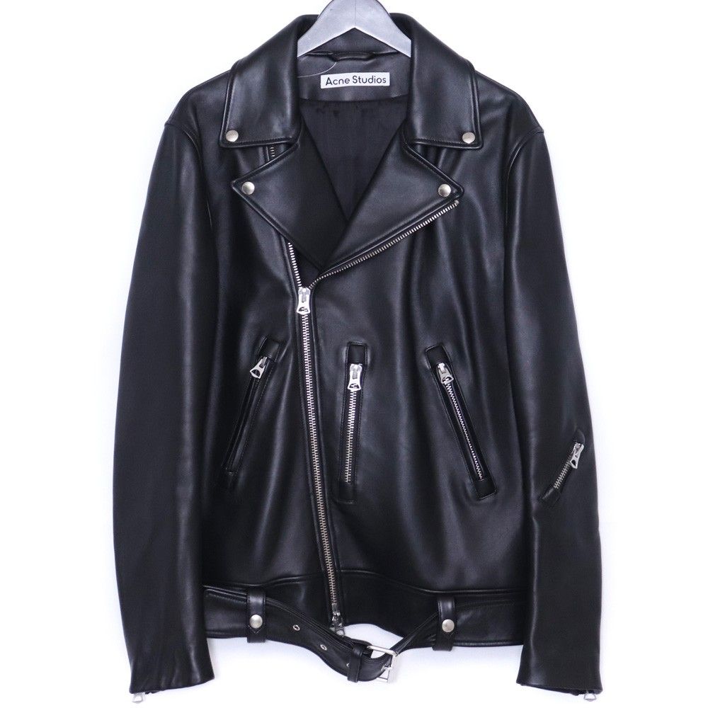 Acne studious レザー　ダブルライダースジャケット　46 ACNE STUDIOS レザーダブルライダースジャケット サイズ46 ブラック FN