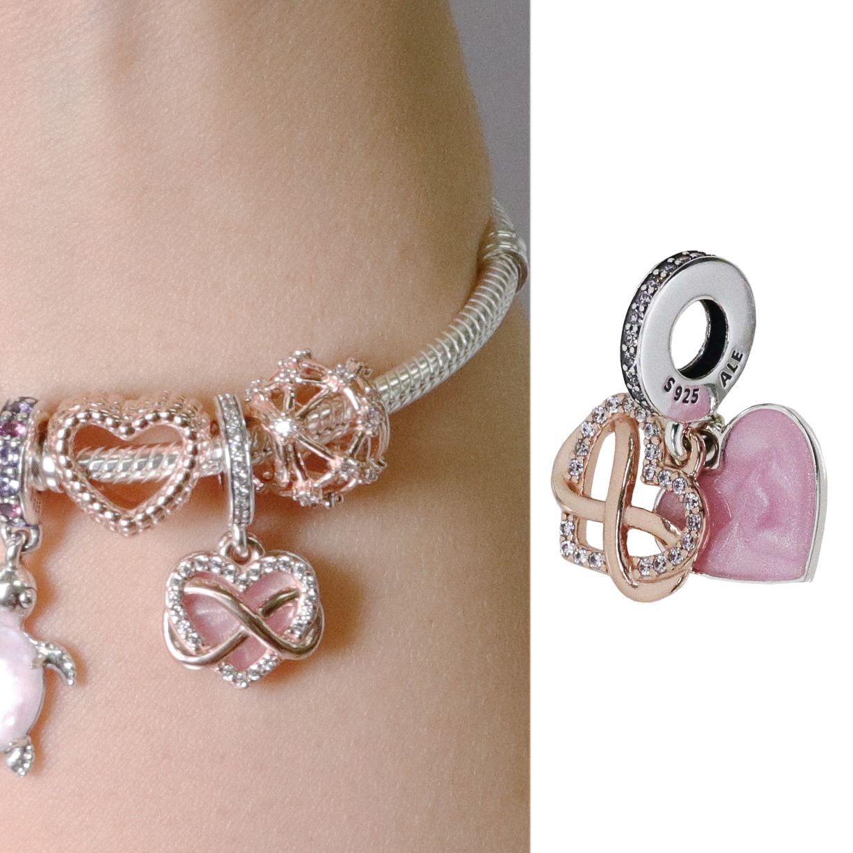 PANDORA パンドラ ブレスレット ピンクゴールド シルバー 箱付き
