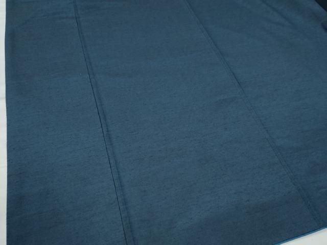 平和屋着物○男性 紬 アンサンブル 色無地 濃藍色 正絹 逸品 AABA8842zg