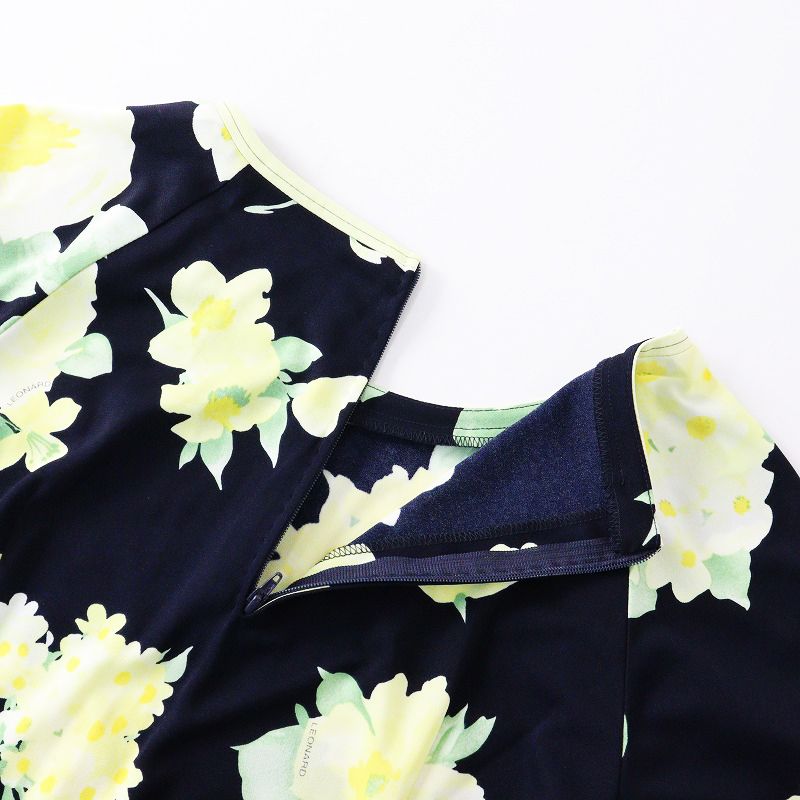 美品 レオナールファッション LEONARD FASHION カンカン素材 花柄