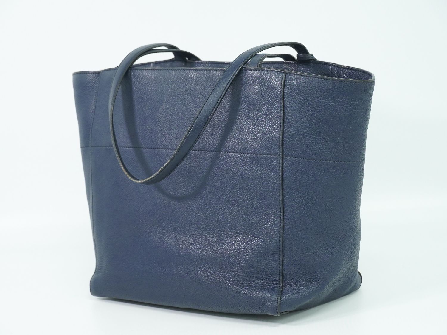 本物 プラダ PRADA レザー ショルダーバッグ トートバッグ ネイビー  