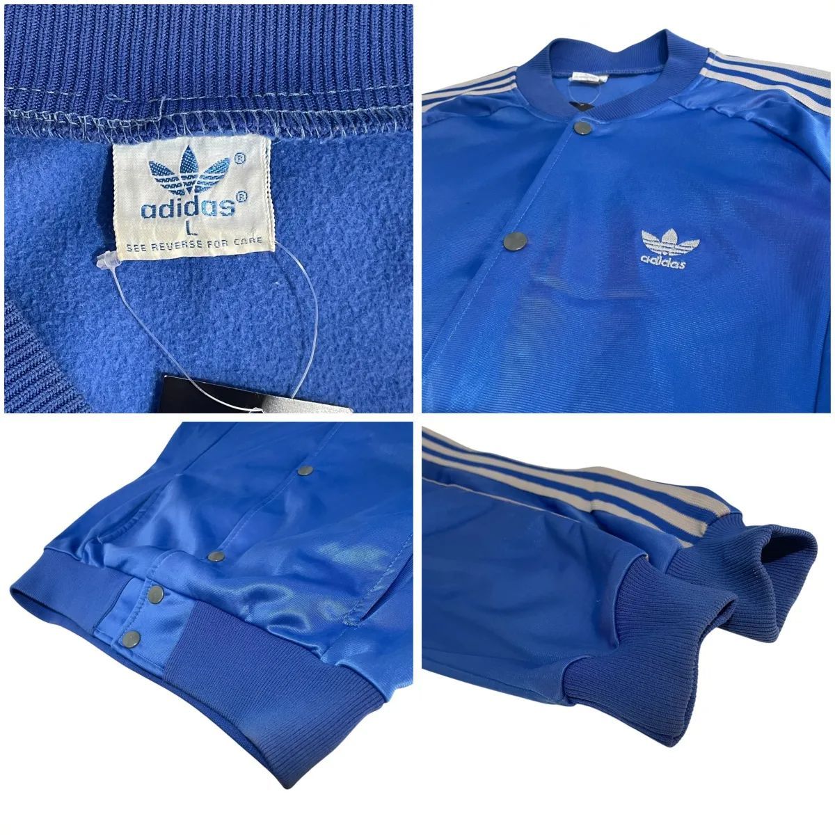 80s adidas ジャージ トラックジャケット スナップボタン トレフォイル 