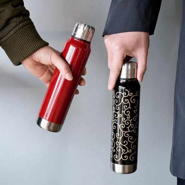 アンブレラボトル】thermo mug × 土直漆器 うるし波千鳥 (レッド