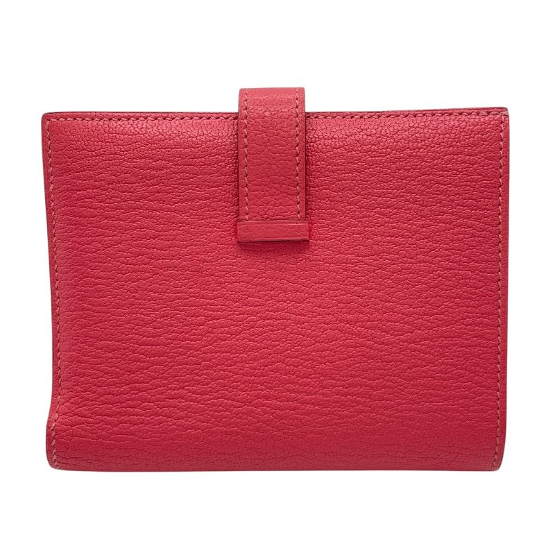 エルメス HERMES ベアンコンパクト A刻 ローズリップスティック SV金具 シェーブル レディース 二つ折り財布