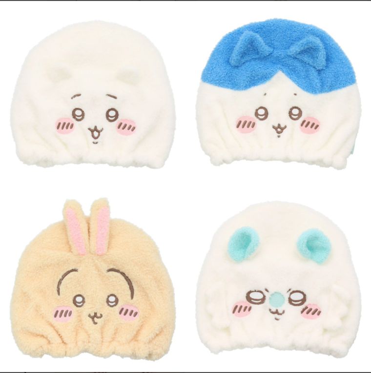 Water absorption cap chiikawa honeycomb rabbit flying squirrel quick-drying hair cap hair towel facial cleansing absorbent towel hair-drying adult cute pool swimming travel adult hair cap rabbit hair turban headband hair towel absorbent after bath character