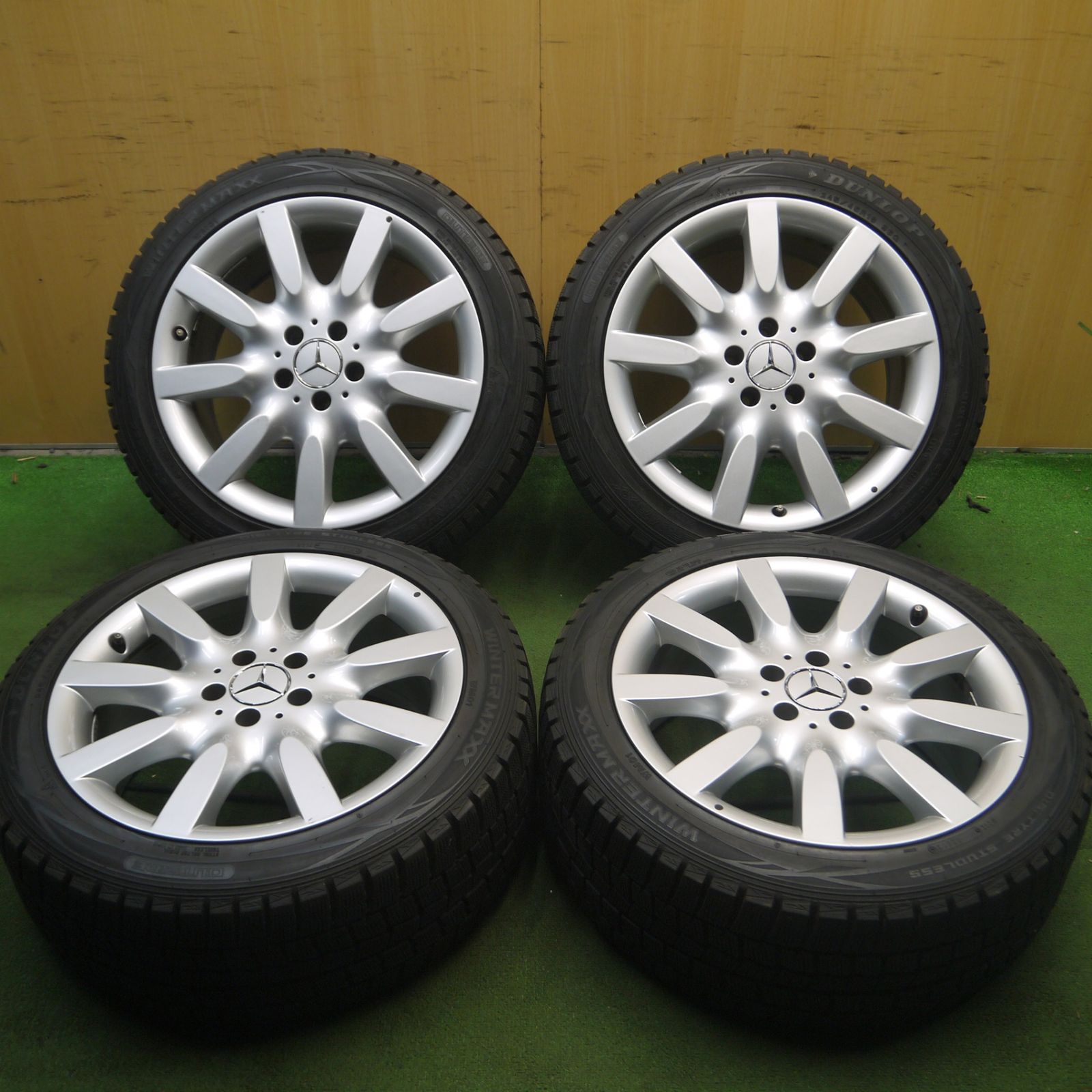*送料無料* バリ溝！9分ベンツ Sクラス W221 純正 245/45R18 スタッドレス ダンロップ ウインターマックス WM01 PCD112/5H4030411Hス
