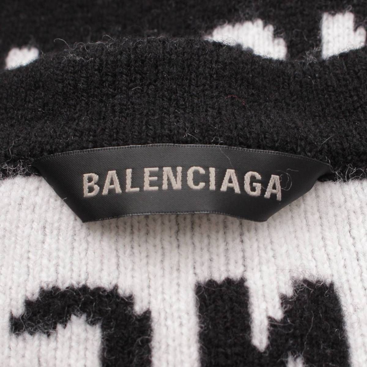 【バレンシアガ】Balenciaga　23AW メンズ ロゴジャガード クルーネック ニットセーター 761596 ブラック XS  【中古】【鑑定済・正規品保証】197768