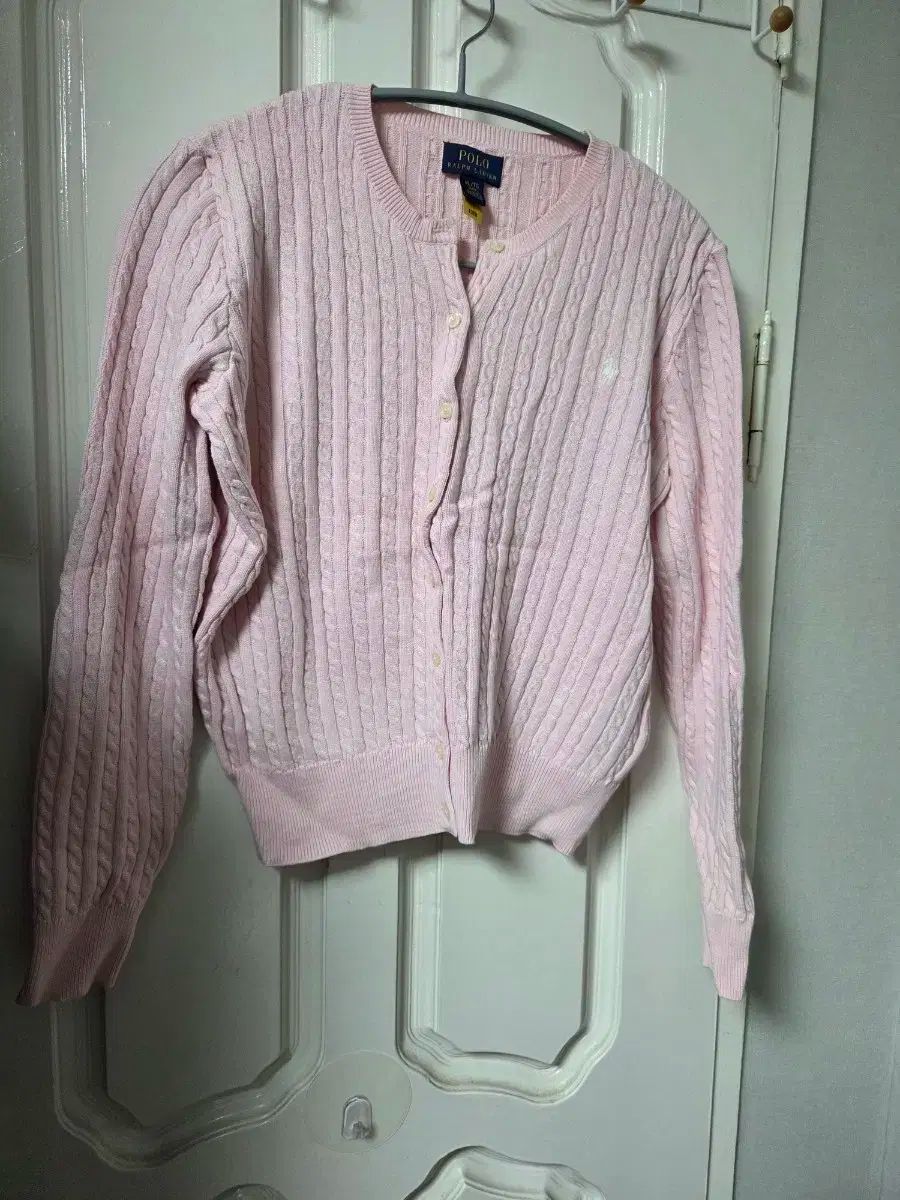 ポロ Ralph Lauren ラルフローレン ピンク ケーブル ニット カーディガン ガールズ XL