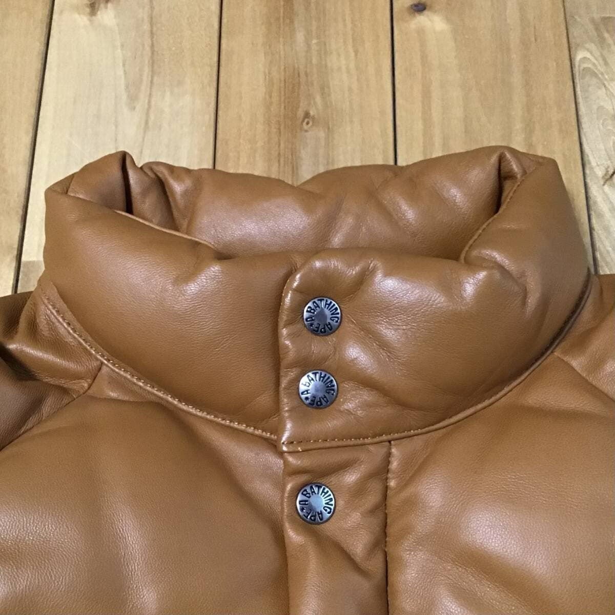 シープスキン レザー ダウンジャケット Sサイズ a bathing ape BAPE