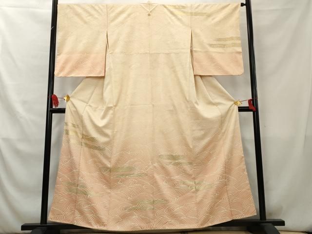 平和屋着物▽訪問着 駒刺繍 立波文 暈し染め 金彩 正絹 逸品