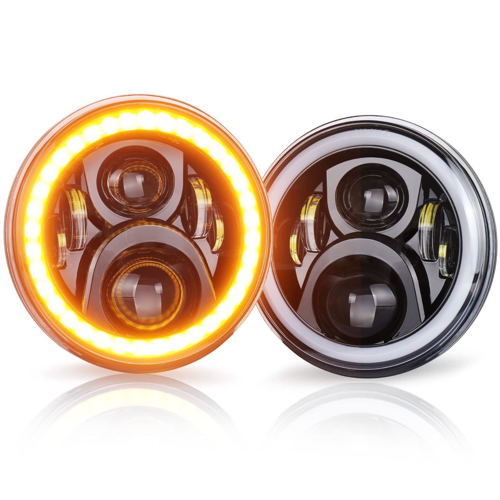 7インチ led ヘッドライト jkラングラー ヘッドライト デイライトとウインカー機能付き jeep ラングラー ジムニー トヨタ FJクルーザー 対応 二個セット ブラック