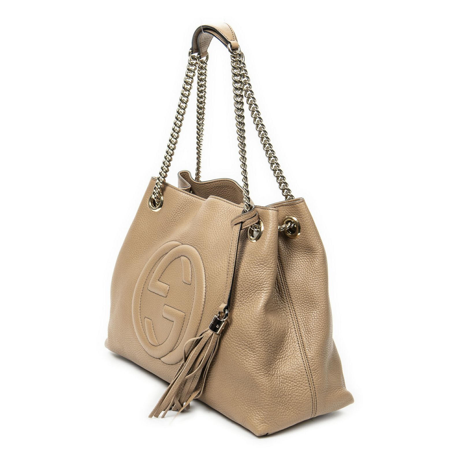 GUCCI グッチソーホー チェーン トートベージュグレインカーフスキンレザーA