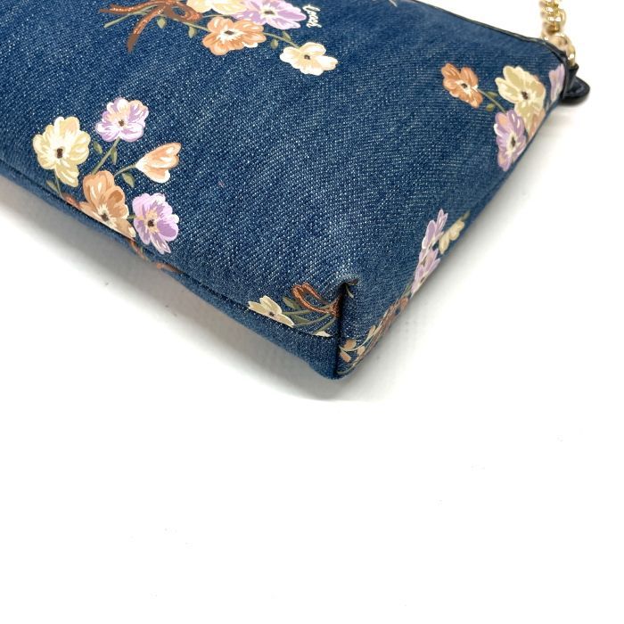 コーチ ショルダーバッグ デニム88681 ポシェット ポーチ フローラル花柄