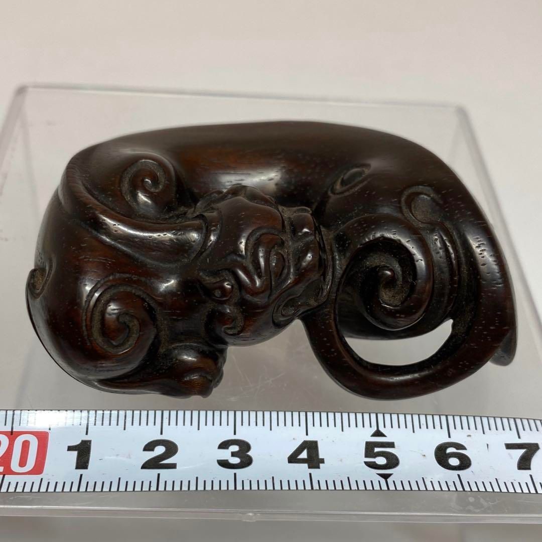 中国古玩 唐木 紫檀獣 43g トトル 東さ6-0426 1F