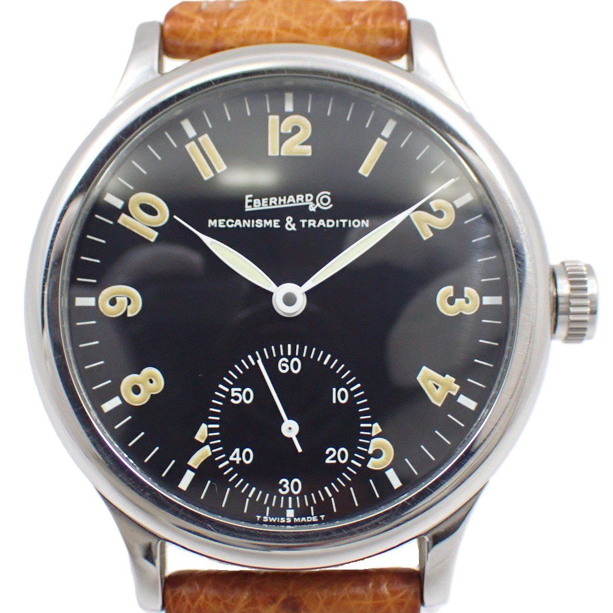 エベラール トラベルセトロ ビトレ 手巻き メンズ 腕時計 黒文字盤 純正革ベルト 21020 いおき質店