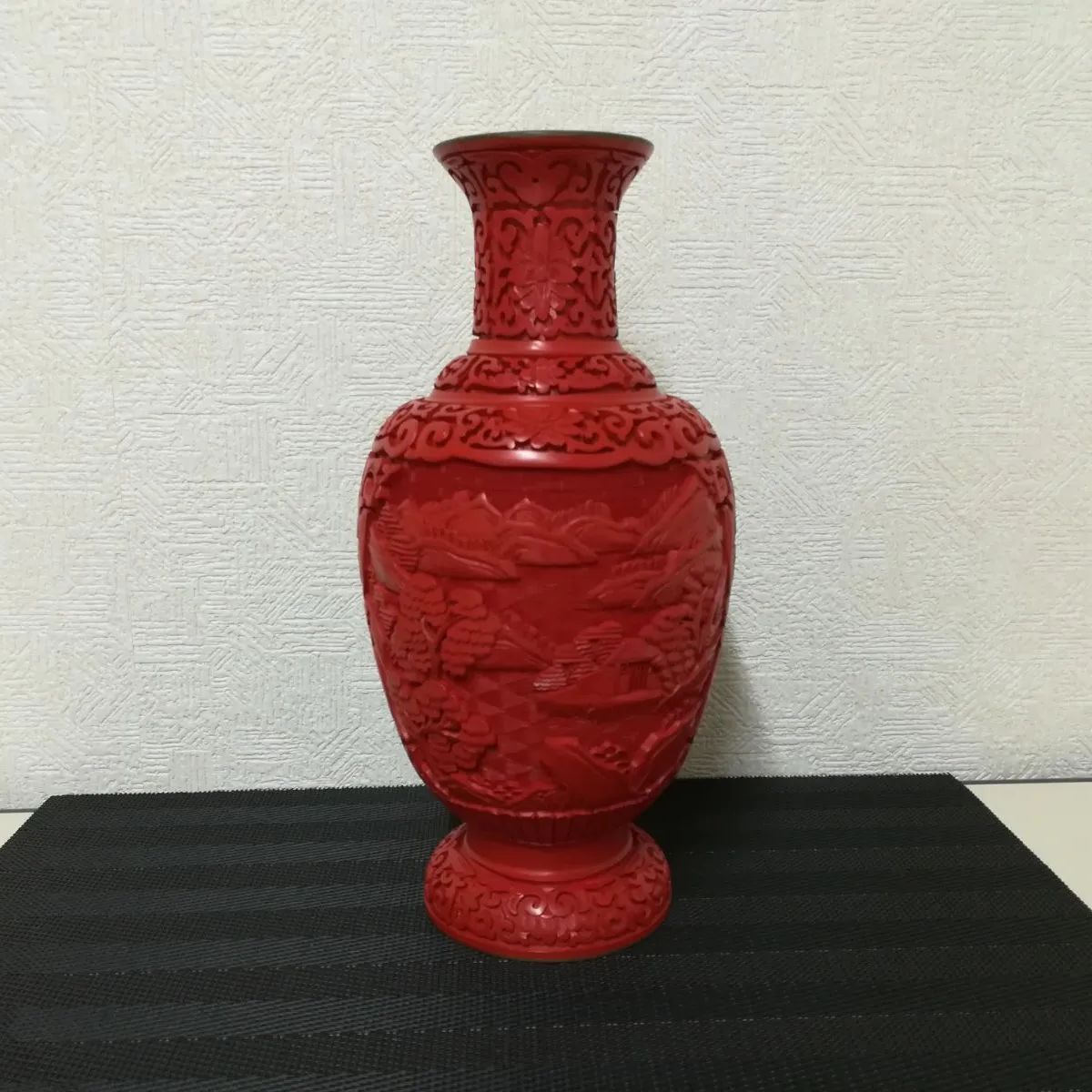 K*i様 【中古品】堆朱 筆たて 堆朱 堆朱工芸 細密彫刻 花器 古美術 飾り壺 アンティーク 中古