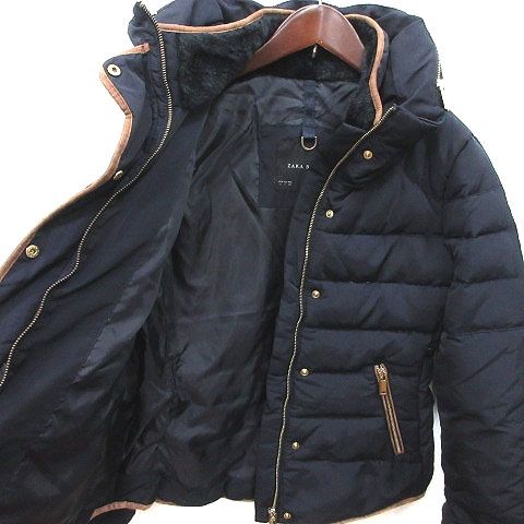 ZARA BASIC ザラ ダウンジャケット 美品 XL 2way ネイビー ザラ ベーシック ZARA BASIC ダウンジャケット 総裏地 L 紺
