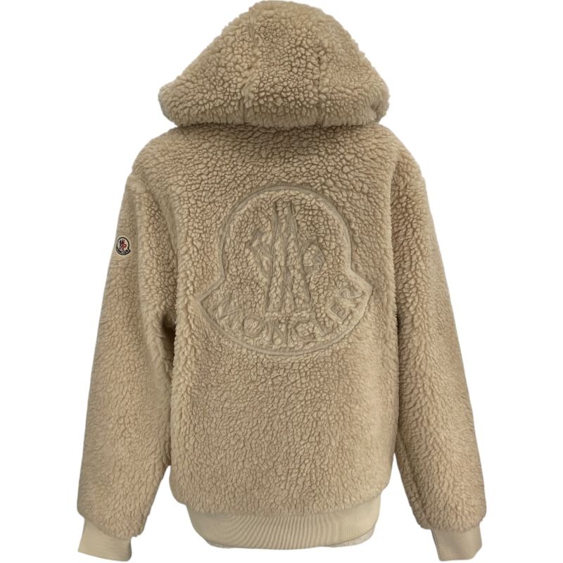 モンクレール MONCLER ジップアップボアパーカー 89 A 5 V アイボリー ポリエステル レディース ブルゾン