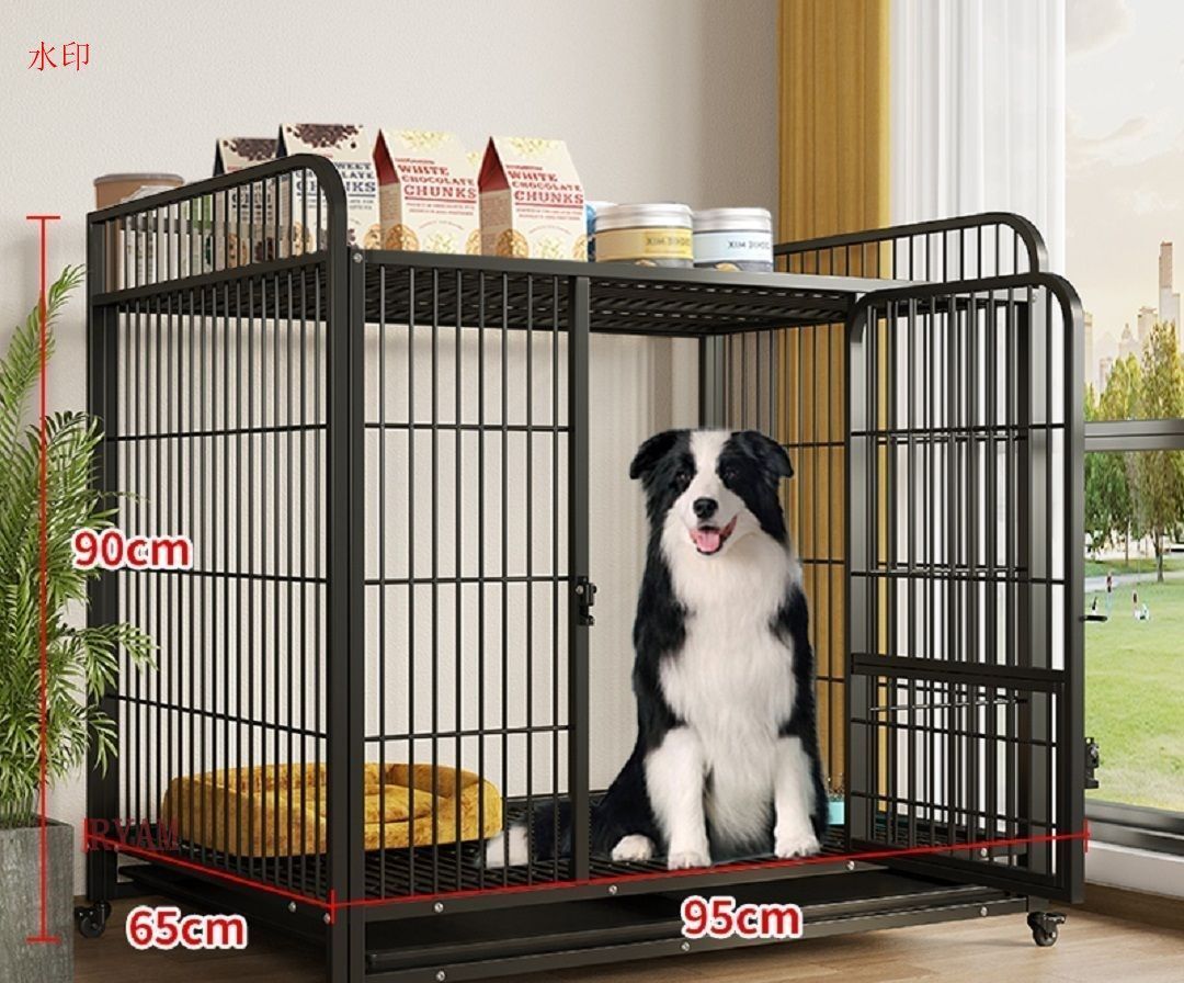 ペットケージ 屋根付き カゴ ドッグクレート 大型犬 中型犬トイレ ノイズ防止 4輪 錆びにくい 亜鉛メッキ 大胆な四角いチューブ
