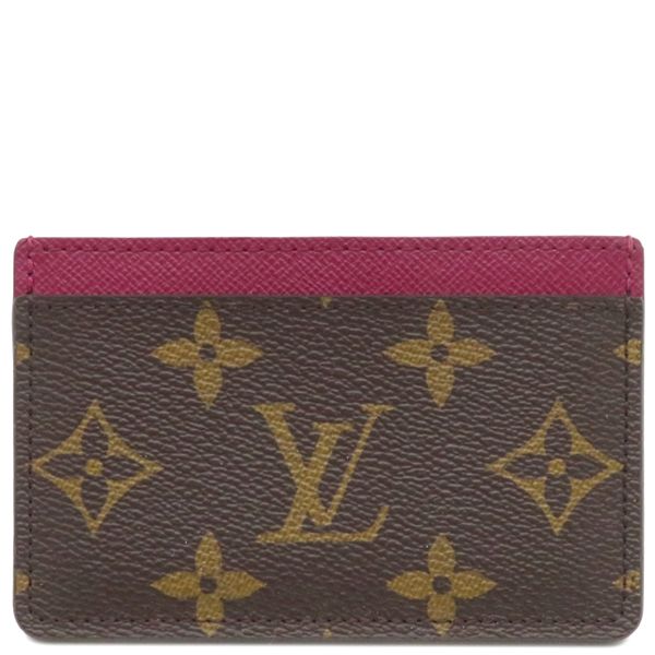 ルイヴィトン LOUIS VUITTON カードケース ポルトカルト サーンプル モノグラムキャンバス フューシャ 茶 ピンク カード入れ M60703 CA2177