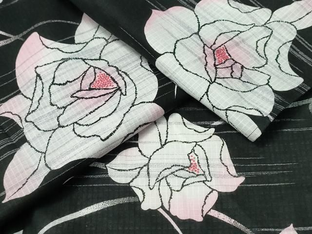 平和屋着物∴夏物 浴衣 綿紅梅 草花文 綿 逸品 CAAW1116ng