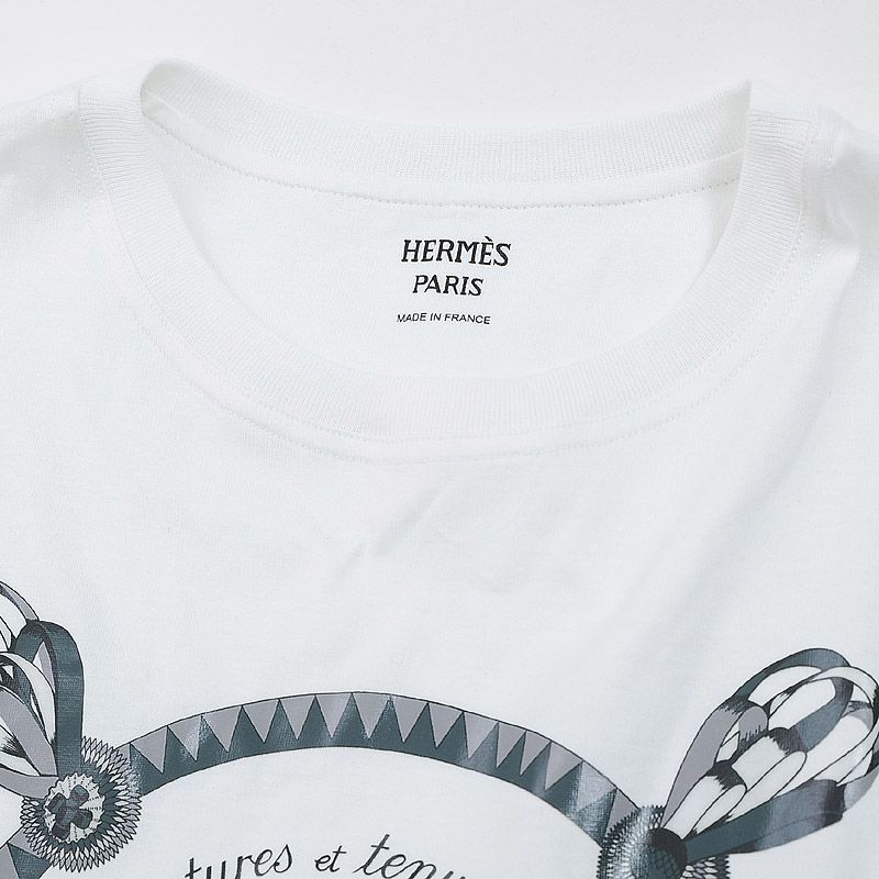 HERMES ホワイト Tシャツ 40サイズ HERMES（エルメス）Tシャツ・カットソー 白 サイズ:34(XXS位
