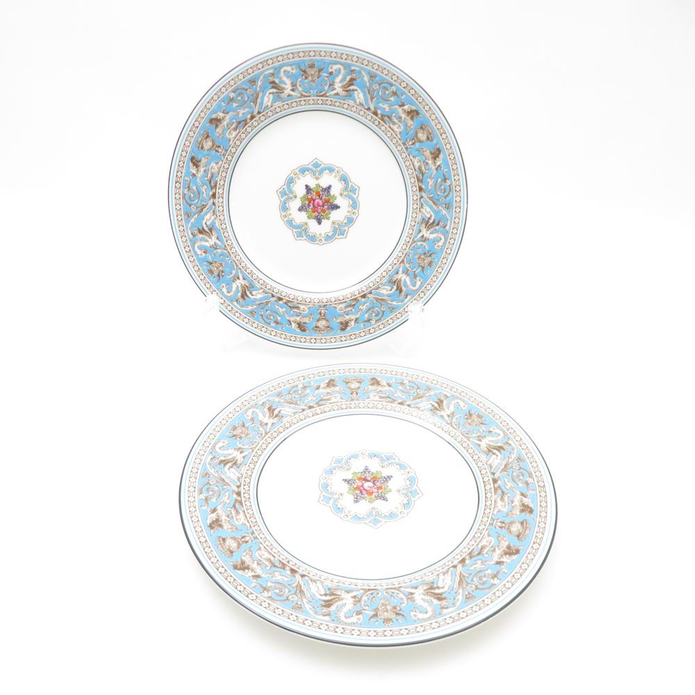 WEDGWOOD ウェッジウッド フロレンティーンターコイズ 中皿 2枚 ペア 17cmプレート パン ケーキ 黒壺 SM4607F2