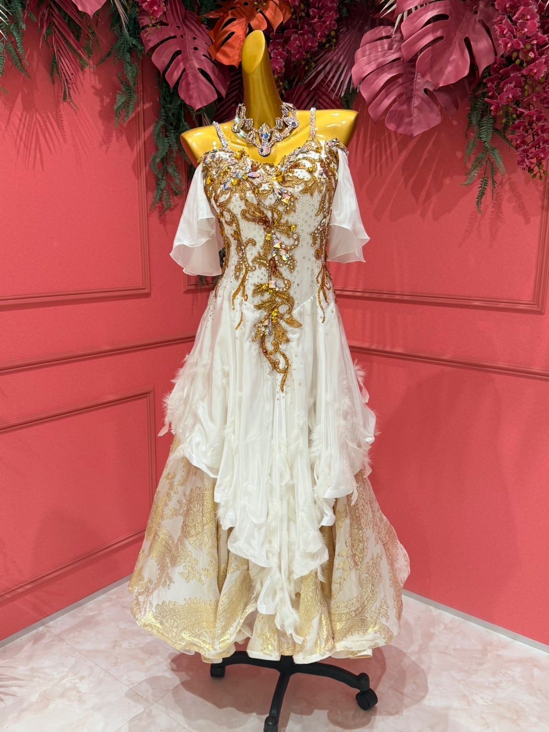 社交ダンス gentil ジャンティ 白 ドレス ホワイト 大きめサイズL〜 LLC-HASEGAWATOSO_COM