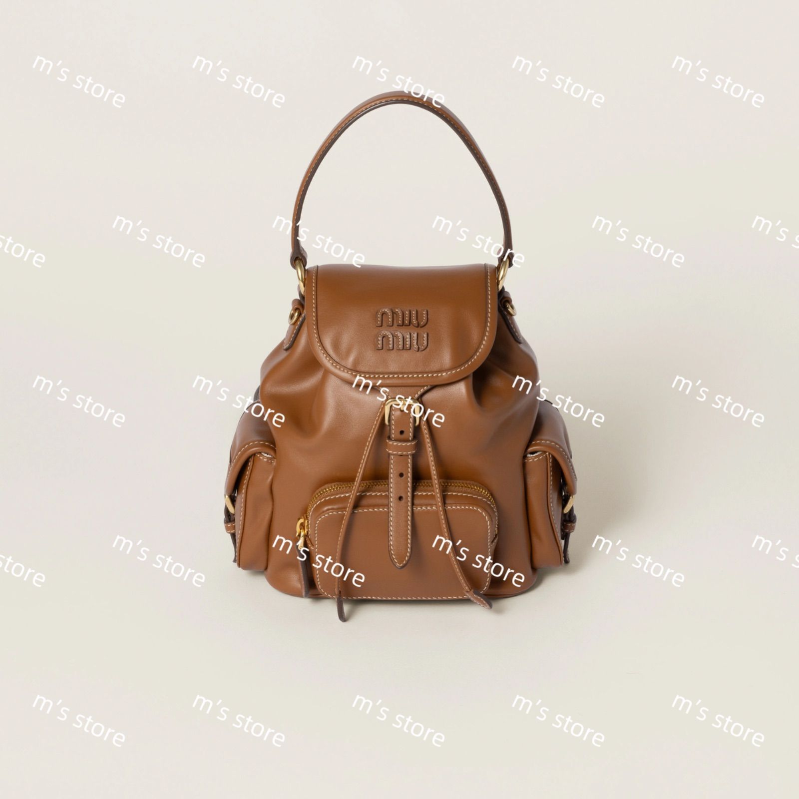 ミュウミュウバックパック ブラック レザー バックパック | Miu Miu