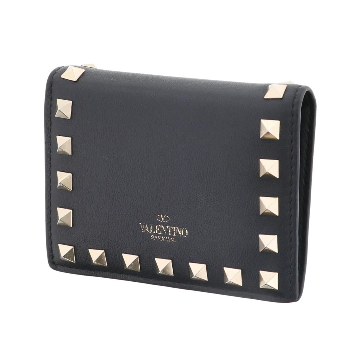 ヴァレンティノ　二つ折り財布　コンパクトウォレット　スタッズ　ブラック ヴァレンティノ 二つ折り財布 コンパクトウォレット スタッズ ブラック