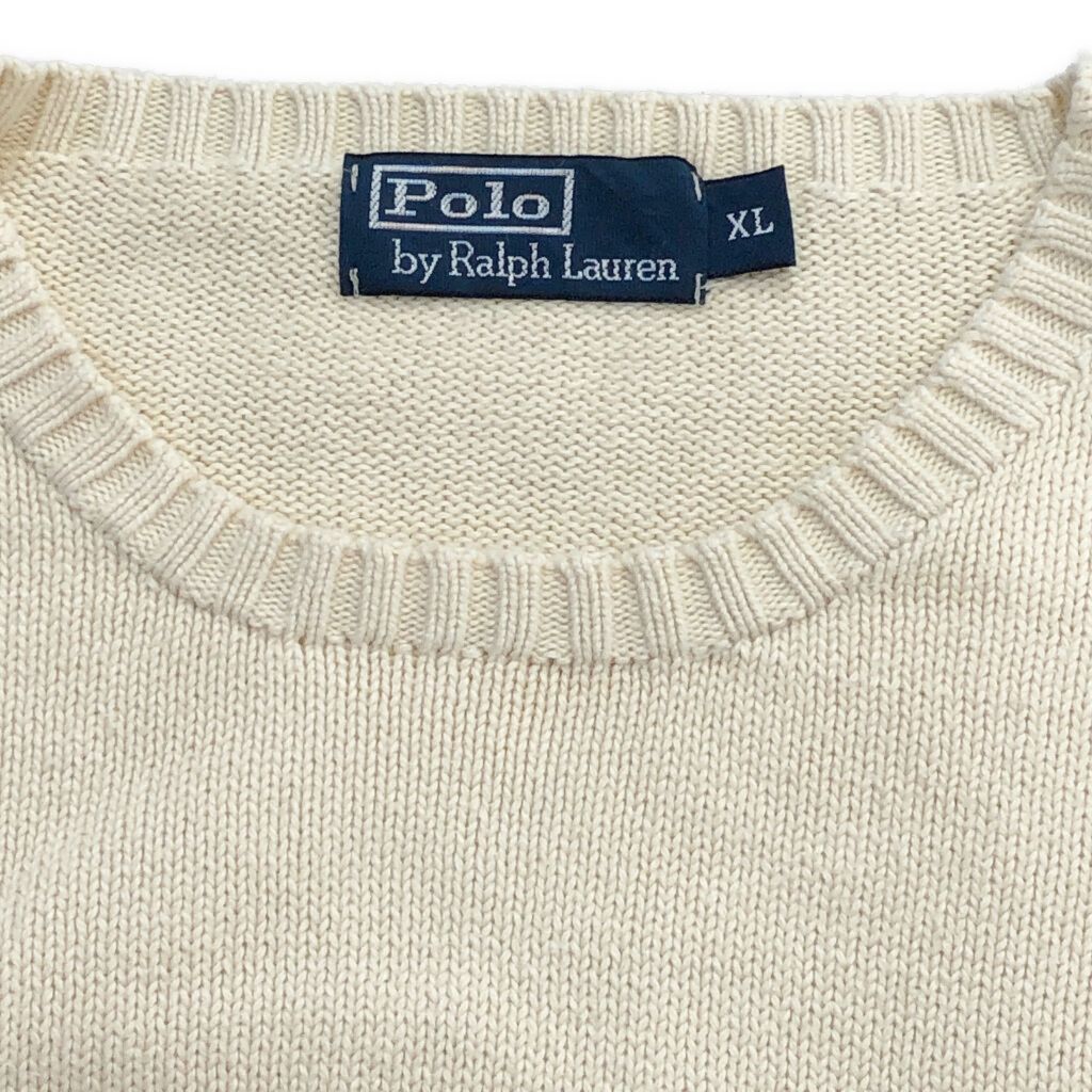 【ラルフローレン】ポロニット セーター 刺繍ロゴ アイボリー Mサイズ ポロラルフローレン アイボリー 生成り| ビンテージ古着屋Feeet